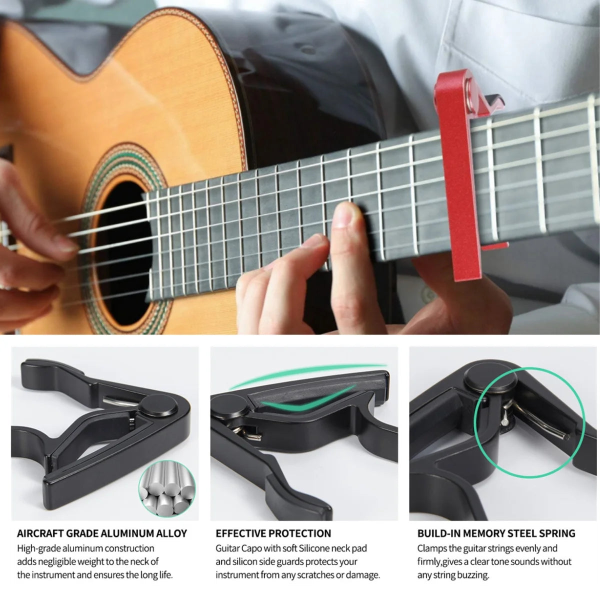 Miwayer Guitar Capo - Universal Transposition Clip for 6/12-String Acoustic/Electric/Classical Guitars & Ukulele