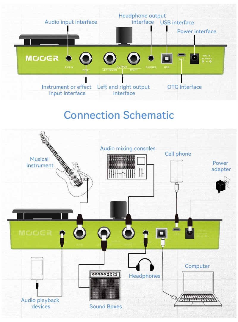 MOOER GE150 Guitar Pedal Multi-effects Amp OTG  Looper 151 Effects Tap Tempo Guitar Accessories