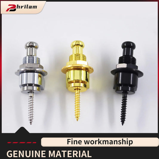 PHRILAM 2PCS Metal Skidproof Guitar Strap Locks Straplocks, Black/Chrome/Gold Available