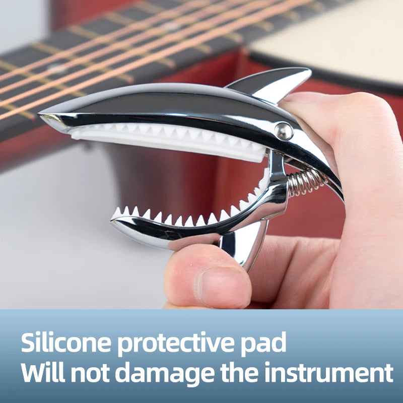 New Shark-Shaped Capo, High Aesthetic Appeal, Personalized Folk Guitar Capo, Metal Clip, Guitar Capo Accessory