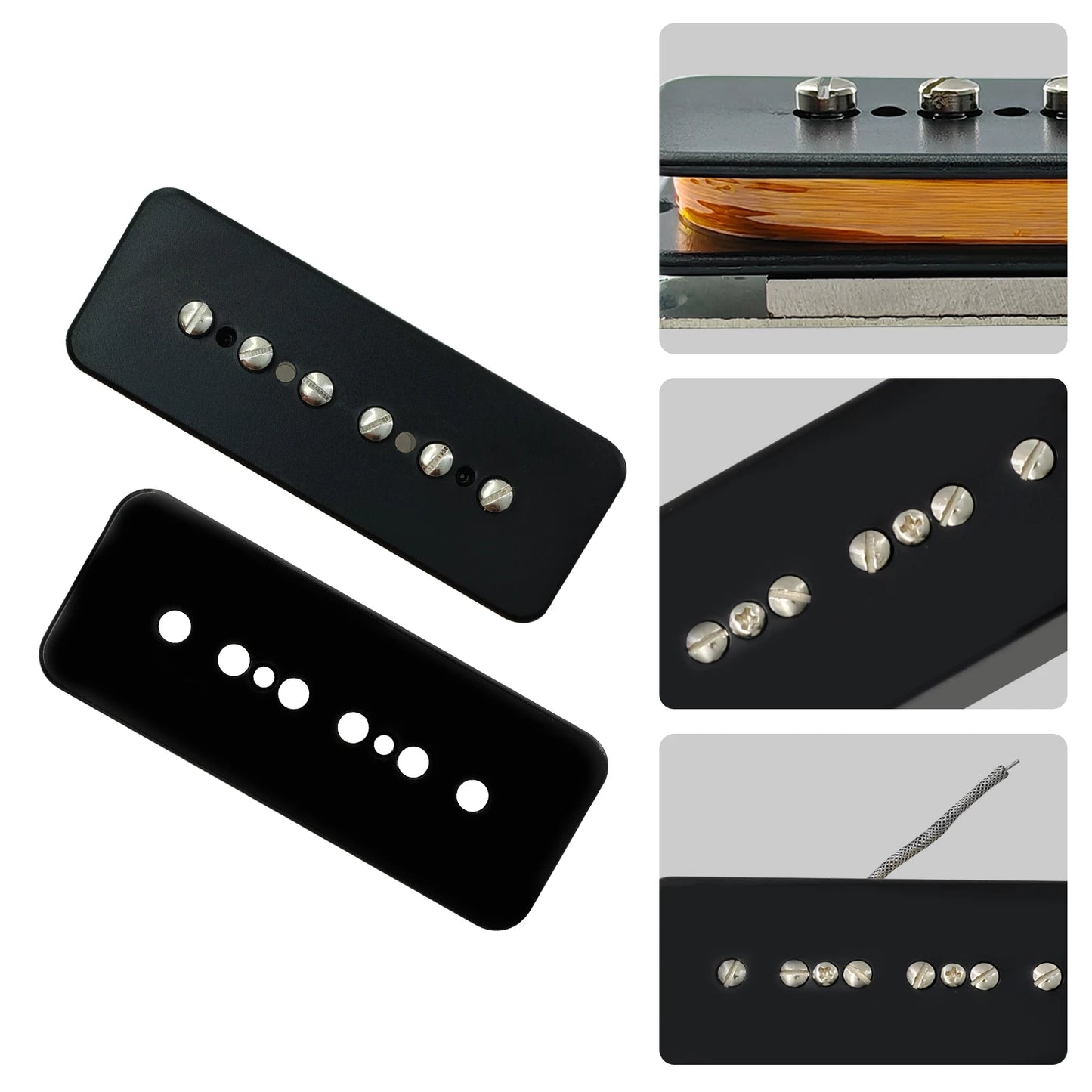 Phrilam ProP90-BLA High output Alnico5 P90 Soapbar Single Coil Pickup for Les Paul LP SG Electric Guitar Neck Bridge Pickups Set