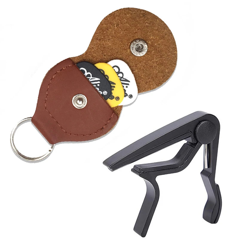 Guitar Accessories PU Material Guitar Pick Bag Alloy Capo Metal Tuning Clip Random Pick Folk Guitar Stringed Instrument TMZ
