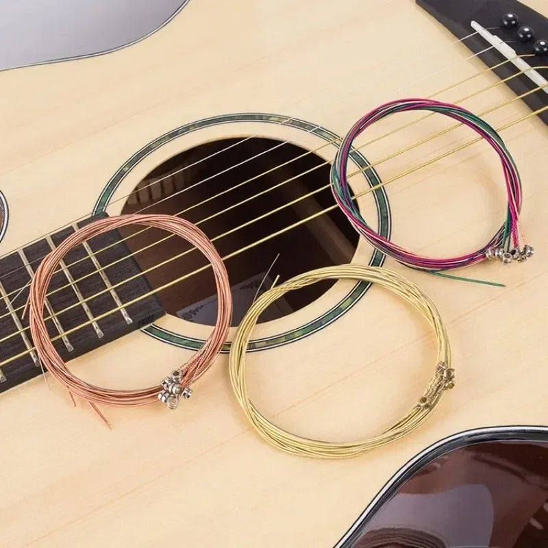 6PCS/Set Universal Acoustic Guitar Strings, Brass Core Strings, Guitar Strings for Folk Acoustic Guitar, Guitar Accessories