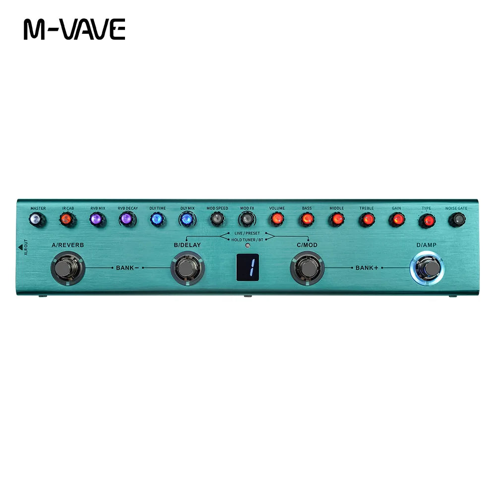 M-VAVE Tank-G Guitar Multi-Effects Pedal Rechargeable 36 Presets 9 Preamp Slots 8 IR Cab Slots 3 Modulation/Delay/Reverb Effects