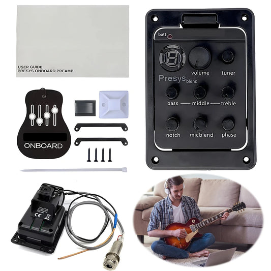 Plastic 301 Guitar Pickup EQ Equalizer with Tuner Presys Piezo Pickup Guitar Blend Preamp Guitar Soundhole EQ Parts Accessories