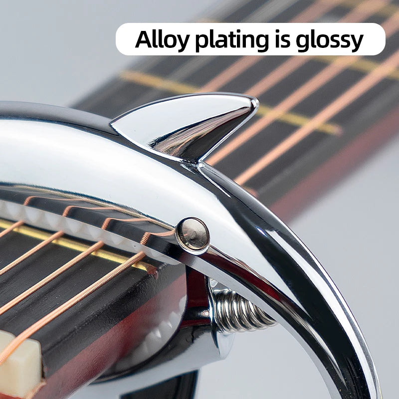 New Shark-Shaped Capo, High Aesthetic Appeal, Personalized Folk Guitar Capo, Metal Clip, Guitar Capo Accessory